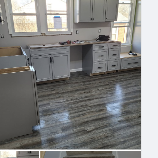 Finished flooring and cabinet installation